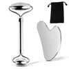1/2/3 Piece Stainless Steel Facial Roller and Gua Sha Massage Tool Set, Metal Beauty Tools for Body, Face, Neck and Eyes