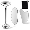 1/2/3 Piece Stainless Steel Facial Roller and Gua Sha Massage Tool Set, Metal Beauty Tools for Body, Face, Neck and Eyes