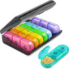Portable Weekly 7 Days Pill Box Colorful Design Stackable 3 Times a Day Medicine Storage Dispenser